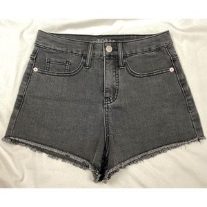 High Rise Gray Washed Jean Shorts